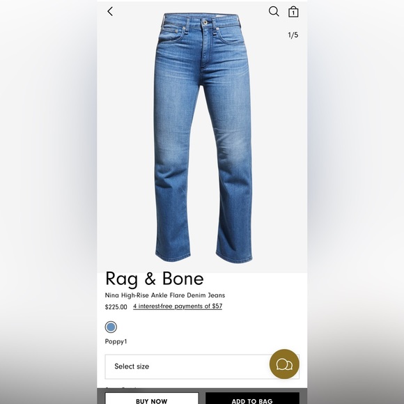 NWT✨rag & bone Nina High-Rise Ankle Flared Jeans - Picture 6 of 8
